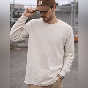 Carhartt Thermal Waffle Knit Long Sleeve Shirt Mens Made in USA Natural vintage